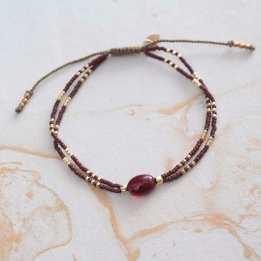 Bracelet Glimmer doré - Grenat