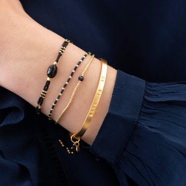 Bracelet Glimmer doré - Onyx noir