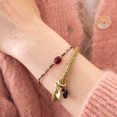Bracelet Joyful doré - Grenat