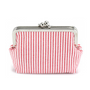 Petit porte-monnaie à clips - rayures rose