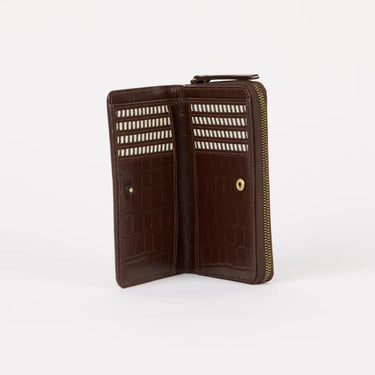 Porte-monnaie Jett - chocolat croco cuir
