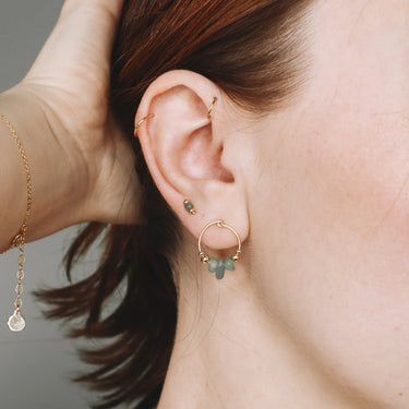 Boucle Love à l'unité - doré & aventurine