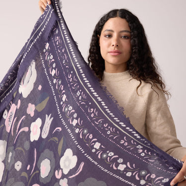 Foulard laine Balkans - Bleu orage