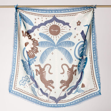 Foulard Tiger in the palmeraie - bleu orage
