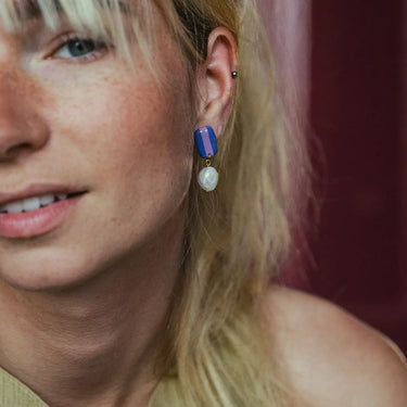 Boucles d'oreilles Isabella - Denim / Lavande