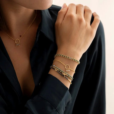 Bracelet Careful doré - Pierre de lune Labradorite