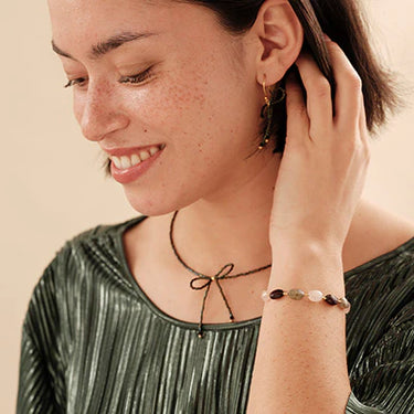 Bracelet Glossy – Labradorite Grenat Quartz rose