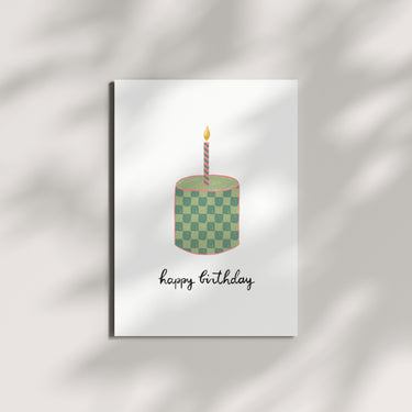Carte Birthday Cake - Carreaux Verts