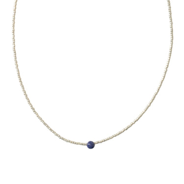 Collier Flora argenté - Lapis Lazuli