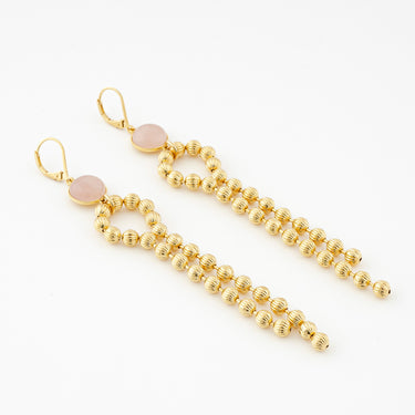 Lake earrings - rose quartz