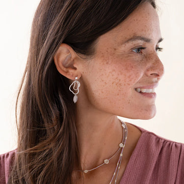 Boucles Fascinated argenté - Quartz rose