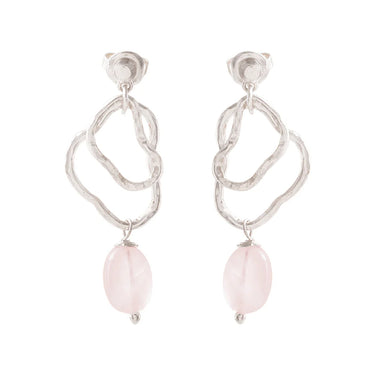 Boucles Fascinated argenté - Quartz rose