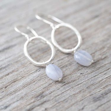 Boucles Graceful argenté - Agate bleue
