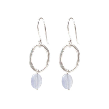 Boucles Graceful argenté - Agate bleue
