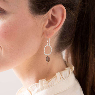 Boucles Graceful argenté - Quartz fumé