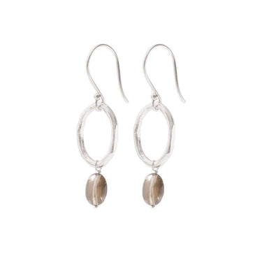 Boucles Graceful argenté - Quartz fumé