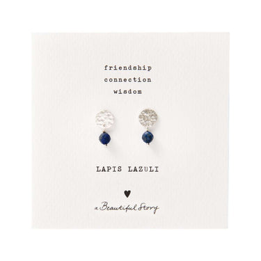 Boucles mini Coin argenté - Lapis Lazuli