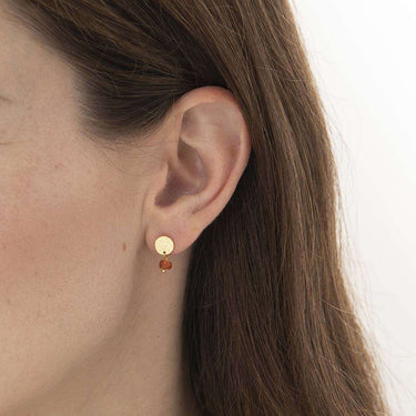 Boucles mini Coin doré - Cornaline