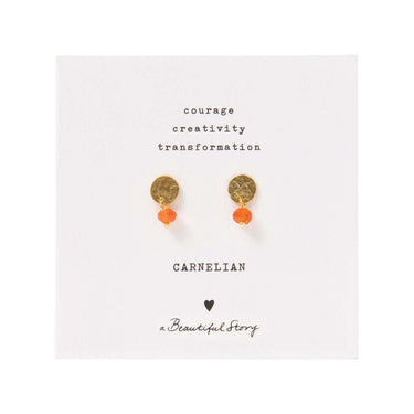 Boucles mini Coin doré - Cornaline
