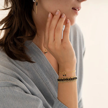 Bracelet Advanced doré - Onyx noir