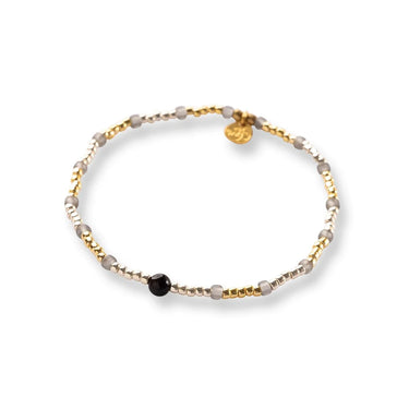 Bracelet Clever doré et argenté - Onyx noir