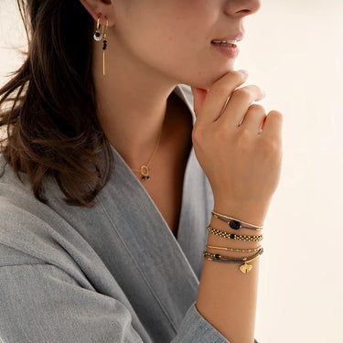 Bracelet Feeling doré - Onyx noir