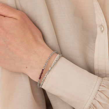 Bracelet Gracious argenté - Labradorite & Grenat