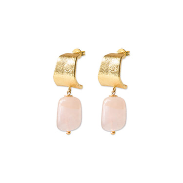 Boucles Honest doré - Rose quartz