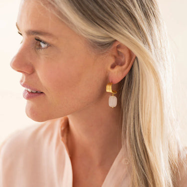 Boucles Honest doré - Rose quartz