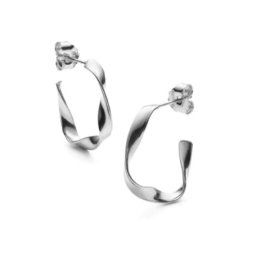 Swirl hoop earrings - silver