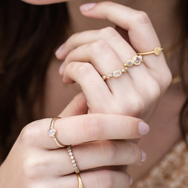 Bague Rosemary - doré et quartz rose