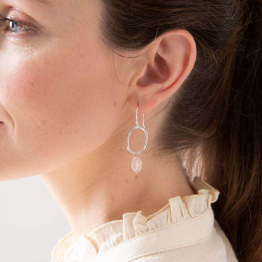 Boucles Graceful argenté - Quartz rose