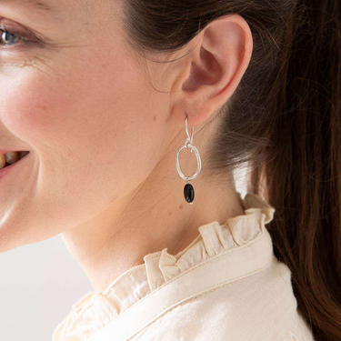 Boucles Graceful argenté - Onyx noir