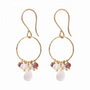 Boucles Flourish - doré & rose quartz mix