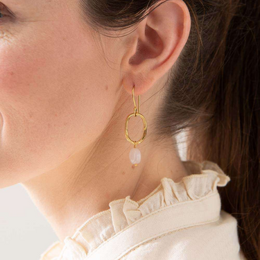 Boucles Graceful doré - Quartz rose