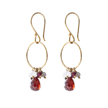 Boucles Flourish doré - Grenat mix