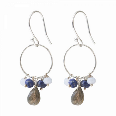 Boucles Flourish argenté - Labradorite mix