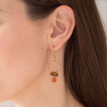 Boucles Flourish doré - Cornaline mix