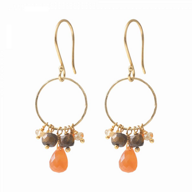 Boucles Flourish doré - Cornaline mix