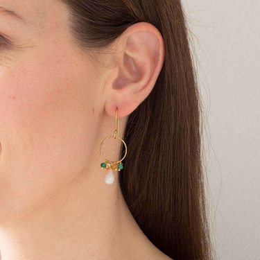Boucles Flourish doré - Pierre de lune mix