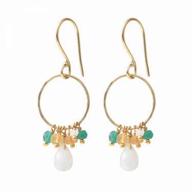 Boucles Flourish doré - Pierre de lune mix