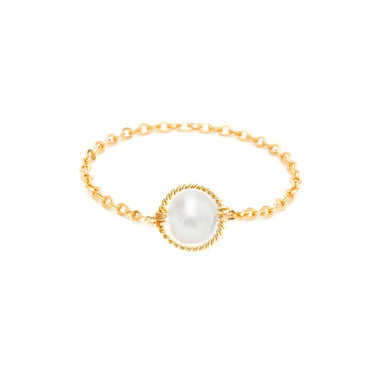 Riviera chain ring - cultured pearl