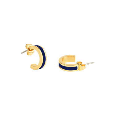 Mini Bangle Hoop Earrings - Midnight blue
