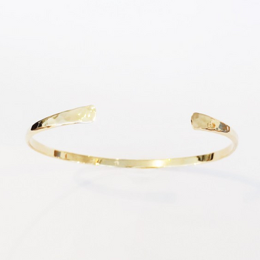 Open hammered bangle, gold plated