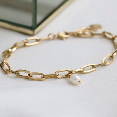Anna freshwater pearl bracelet - thick chain