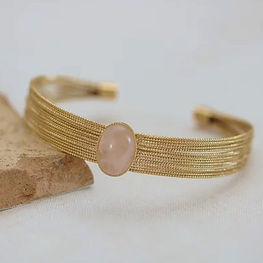 Elena bangle bracelet - Rose quartz 