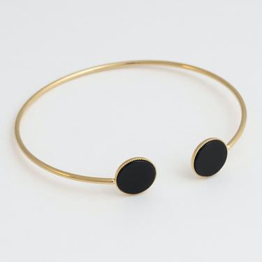 Ginko stone bangle - Black agate