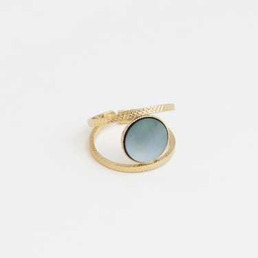 Open Ginko ring - Gray mother-of-pearl