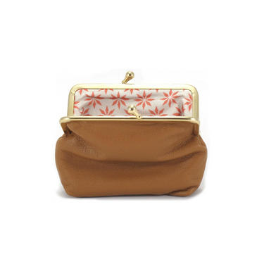 Petit porte-monnaie à clips - Camel