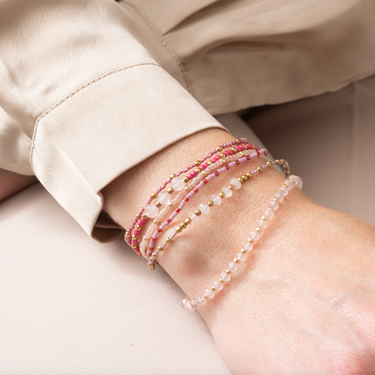 Bracelet Together doré - Quartz rose